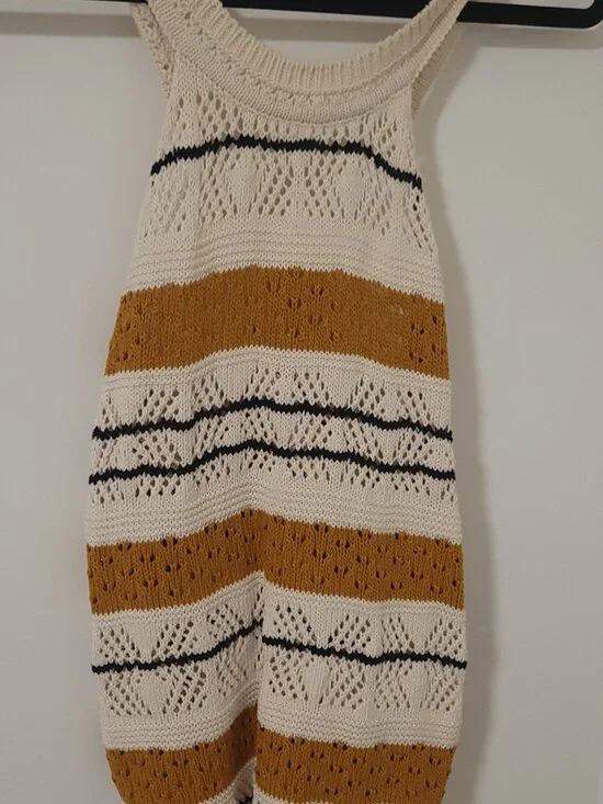 Sézane Malvina Halter Crochet Knit Sweater Top - Black & Yellow, Size Large BNWT - Picture 3 of 6